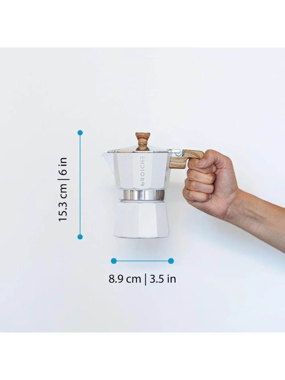 Stovetop Espresso Maker - 3 Cup Moka Pot, White Coffee Brewer for Home Barista